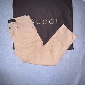VTG Gucci Khaki Cotton Jeans Chinos Logo Women 46 10 waist 32 Pants